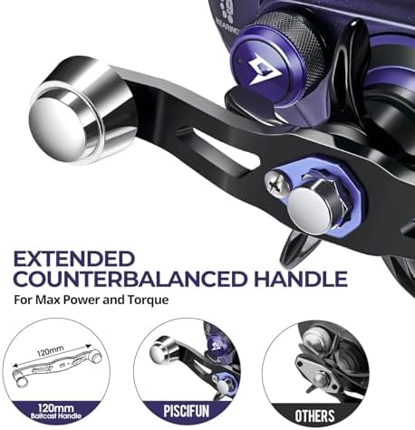 Piscifun Alijoz 400 Baitcaster Fishing Reel, 38Lbs Max Drag Aluminum Alloy Frame Baitcasting Reel, Available in 6.6:1/8.1:1 Gear Ratio, Freshwater and Saltwater Low Profile Casting Reel for Musky - Image 6